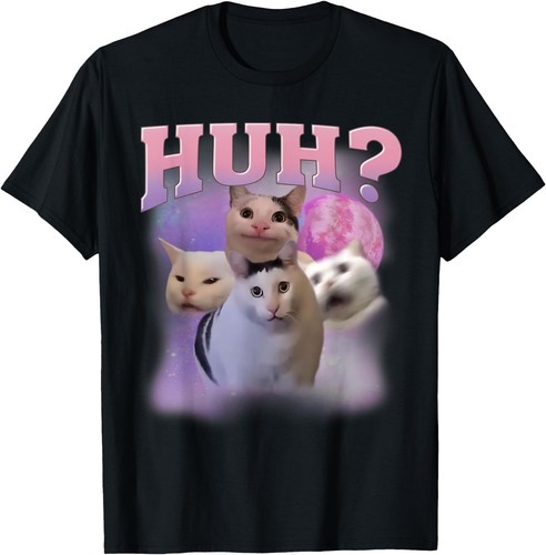 Lustiges Meme Huh Katze Shirt Katzenliebhaber Humor T-Shirt, Unisex Tee - Bild 1 von 3