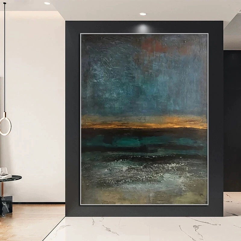 Hand-painted texture abstract Landscape oil painting on canvas Wall art 24x36in