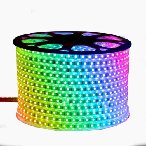 RGB LED Strip / Controller 240V 5050 SMD Waterproof Rope Light Multi Colour UK - Afbeelding 1 van 5
