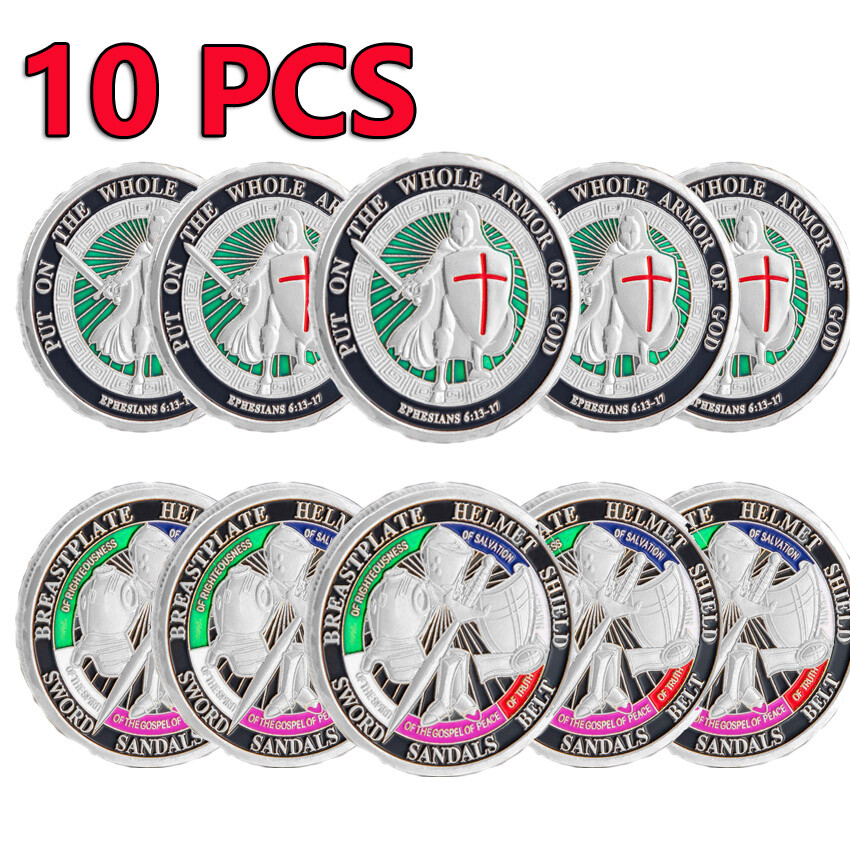 10PCS Coin Collect Put on The Whole Armor of God Commemorative Challenge Coin