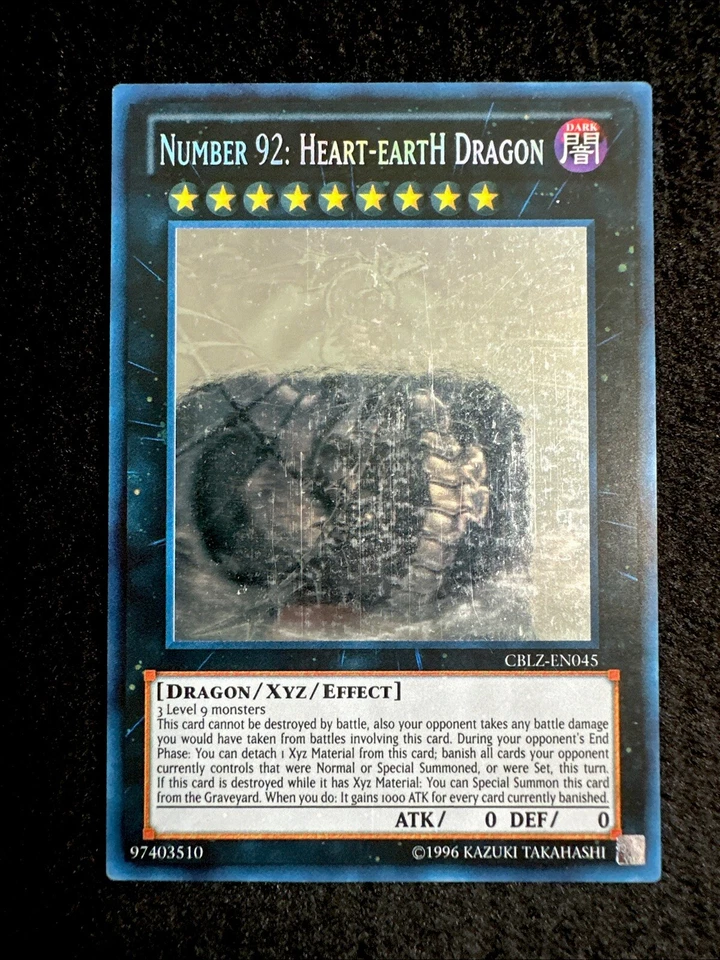 YUGIOH • NUMBER 92: HEART-EARTH DRAGON • GHOST RARE • CBLZ-EN045 • VLP - Image 2 of 4