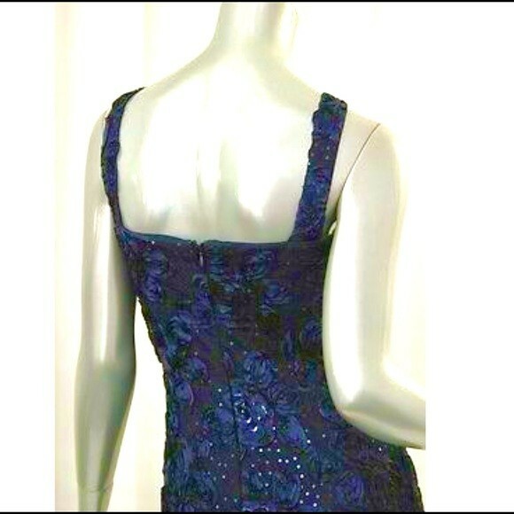 ignite evenings navy blue dress Olive Strapless Sparkly Sequin Ruched Slit Prom Dress
