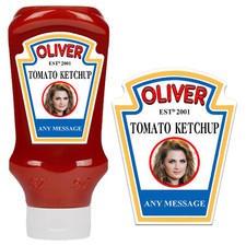 Photo Personalised Sticker Bottle Label for Heinz Tomato Ketchup (550g 500ml)