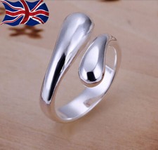 925 Sterling Silver Adjustable Ring Teardrop Thumb Finger Band Ring UK Seller