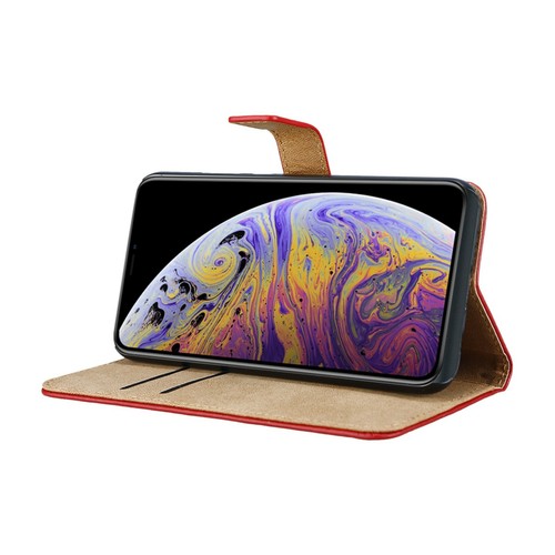 Wallet Case Genuine Split Echt Leder Tasche Hülle Rot für Apple iPhone XS Max - Bild 6 von 12