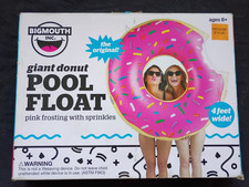 NEW GIANT DONUT POOL FLOAT GIANT PINK FROSTED 4 FT TUBE INFLATABLE BIG MOUTH
