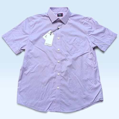 UNTUCKit Shirt Mens Medium Light Purple Wrinkle Free Short Sleeve Button Front