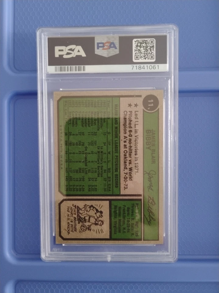 1974 Topps #11 Jim Bibby PSA 6 - Image 2 of 2