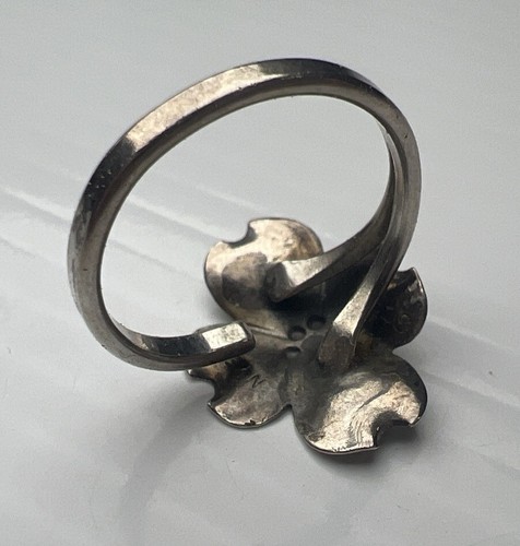 Stuart Nye 925 Sterling Silver Retro Vintage Dogwood Flower Adjustable Sz 5.5 - Picture 4 of 7