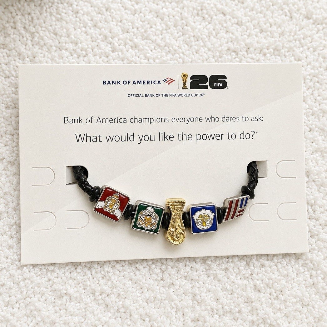 Bank of America FIFA World Cup 26 Multicolor Charm Bead Cord Bracelet, Sports