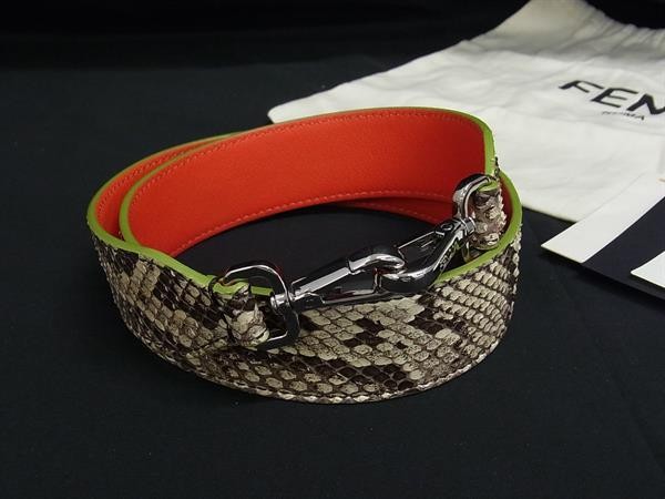 FENDI Python Strap Bag Brown Leather Used Excelle… - image 1