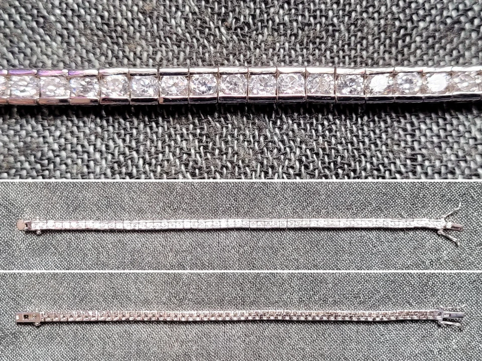 elegantes Tennis-Armband - 925er Silber, Vintage, Retro, Geschenk, Alltag, edel - Bild 2 von 3