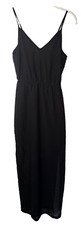 DIVIDED LBD Maxi Dress Women's 2 Tank Slip Sundress Sheer Slits Black V-Neck