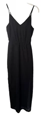 DIVIDED LBD Maxi Dress Women's 2 Tank Slip Sundress Sheer Slits Black V-Neck