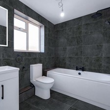 Image of Sample Cut Ceramic Matt Black Stone Effect 300X600 Wall Bathroom Kitchen Tiles