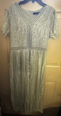 Merokeety Sage Green Lace Midi Dress – Women’s Size Large - Bild 1 von 4