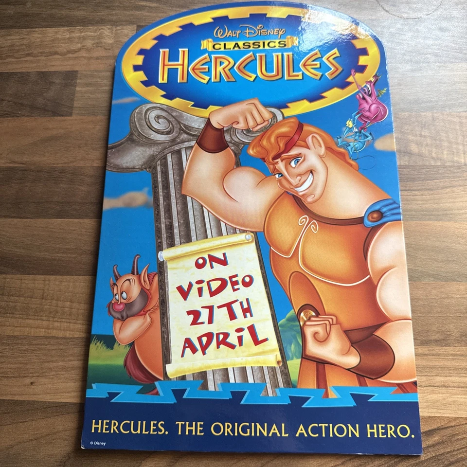Disney store Hercules counter card display standee Video Shop VHS ORIGINAL - Image 2 of 4