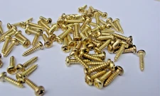 100 Brass Plated SMALL Wood Screw Size #2 x 3/8" Round Head Phillips QTY 100 