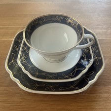 Sammeltasse 3er Set Echt Kobalt Lettin 12 Porzellan blau Gold Schleifen