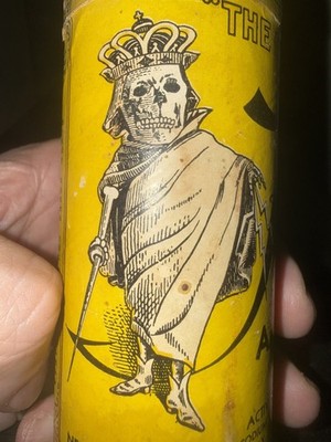 RARE VINTAGE KILALL POWDER TIN GRIM REAPER HALLOWEEN 