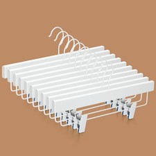 Lotus Wood Pants Hangers Skirt Short Trousers Adjustable Clip 360 Swivel 10 PK