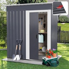 Anthracite Metal Garden Shed Outdoor Tools Storage Sheds Small House - 5ft x 3ft