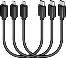 3-Pack Short USB C to Micro USB Cable - Type C to Micro USB Charging Cord (0.88f