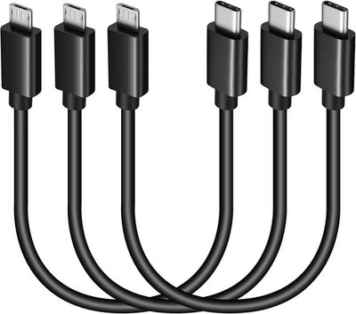 3-Pack Short USB C to Micro USB Cable - Type C to Micro USB Charging Cord (0.88f