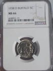 1938-D Buffalo Nickel NGC MS66 Bold Strike