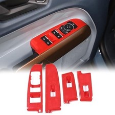 Door Window Glass Lift Button Panel Trim Cover Compatible with 2022 Color: Red