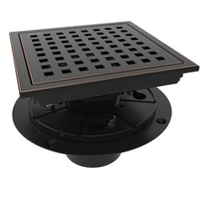 6 Inch Square Shower Floor Drain With Flange SUS 304 Stainless Oil Bronze