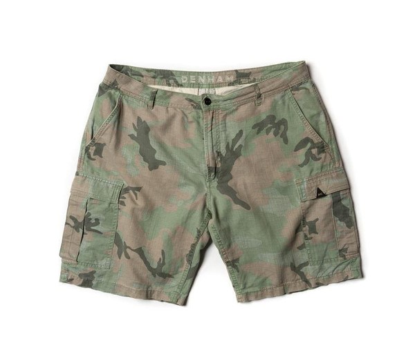Men Denham Shorts Khaki Cotton Linen Blend 36