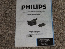 Philips - Compact VHS Camcorder OWNER'S MANUAL - Model PVR830