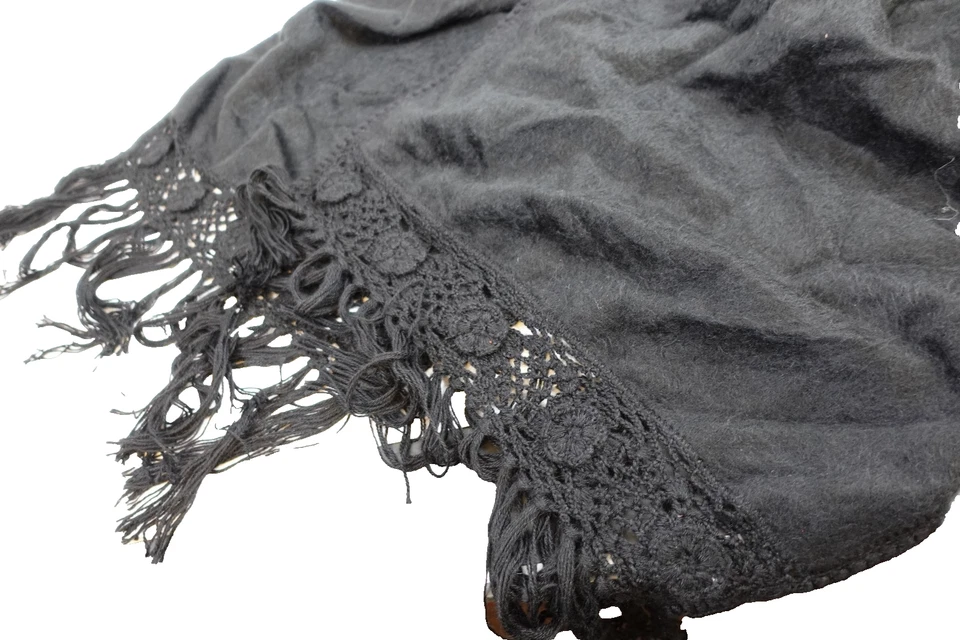 Lenço Alpaca Camargo Feminino Dedo Preto Alpaca Peru 85x19 Envoltório Xale Casual - Imagem 4 de 4