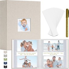 Linen Cover Photo Album 4  6 Memory Book 208 Photos with Front Window