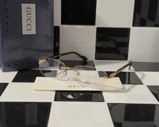 Gucci GG1221S 002 Gold Tortoise Clear Lens Sunglasses Ships Today