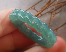 Certified Icy Green Burma Natural A JADE Jadeite Knotted RING USA. 13    207761