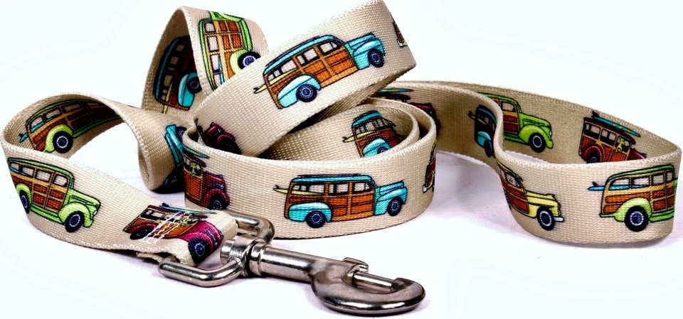 Yellow Dog Medium Collar & Leash Woody Wagon Surfboard Beach Pop Culture 14"-20" - Image 3 of 4