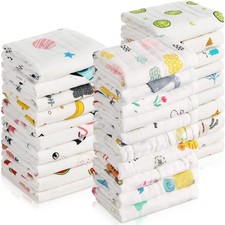 30 PCS Muslin Baby Washcloths Burp Cloths Face Towels Newborn 10x10 Inch