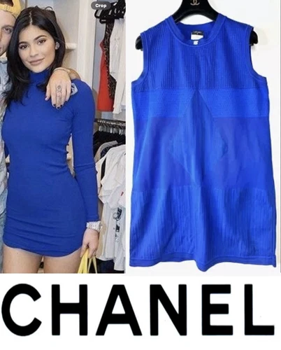 Mini Abito Cambio 4K Chanel 2013 Blu Royal 42 44 46 10 12 14 Bianco Logo CC L