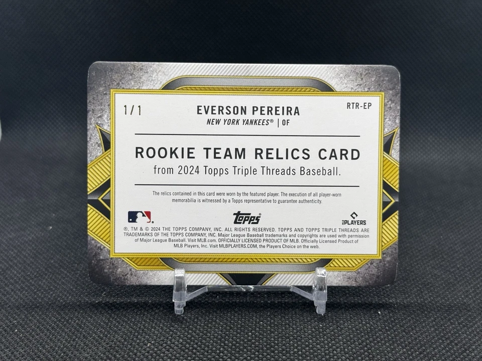 Everson Pereira 2024 Topps Triple Threads Rookie Team Relic 1/1 Printing Plate - Image 2 of 2