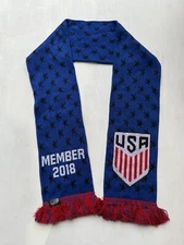 Team USA Soccer Member 2018 Fringe Knit Scarf Blue Stars Ruffneck 60x7" football