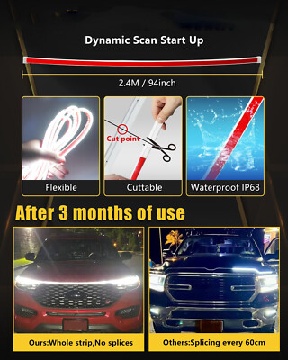 For Chevy Silverado 1500 2500 HD 94 RGB LED Hood Light Strip W/ Turn Signal DRL - Foto 5