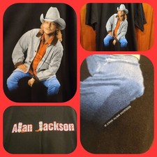 Vtg 90s Alan Jackson Concert Band Shirt Black Livin Country Music USA Made L