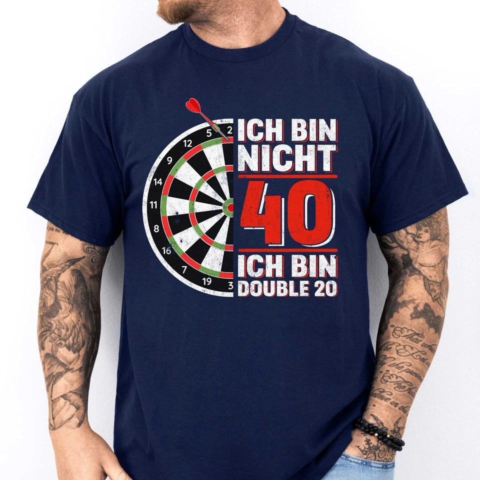 40. Geburtstag T-Shirt | Geschenk Mann | Spruchshirt | Dart Fan | Double 20 - Bild 2 von 3