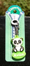 Michael Panda Bear Green Rubber Zipper Pals Easy Zipper Pull Clip Charm Keychain