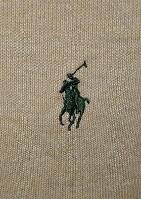 POLO RALPH LAUREN BEIGE QUARTER ZIP PULLOVER SWEATER GREEN PONY (XXL)