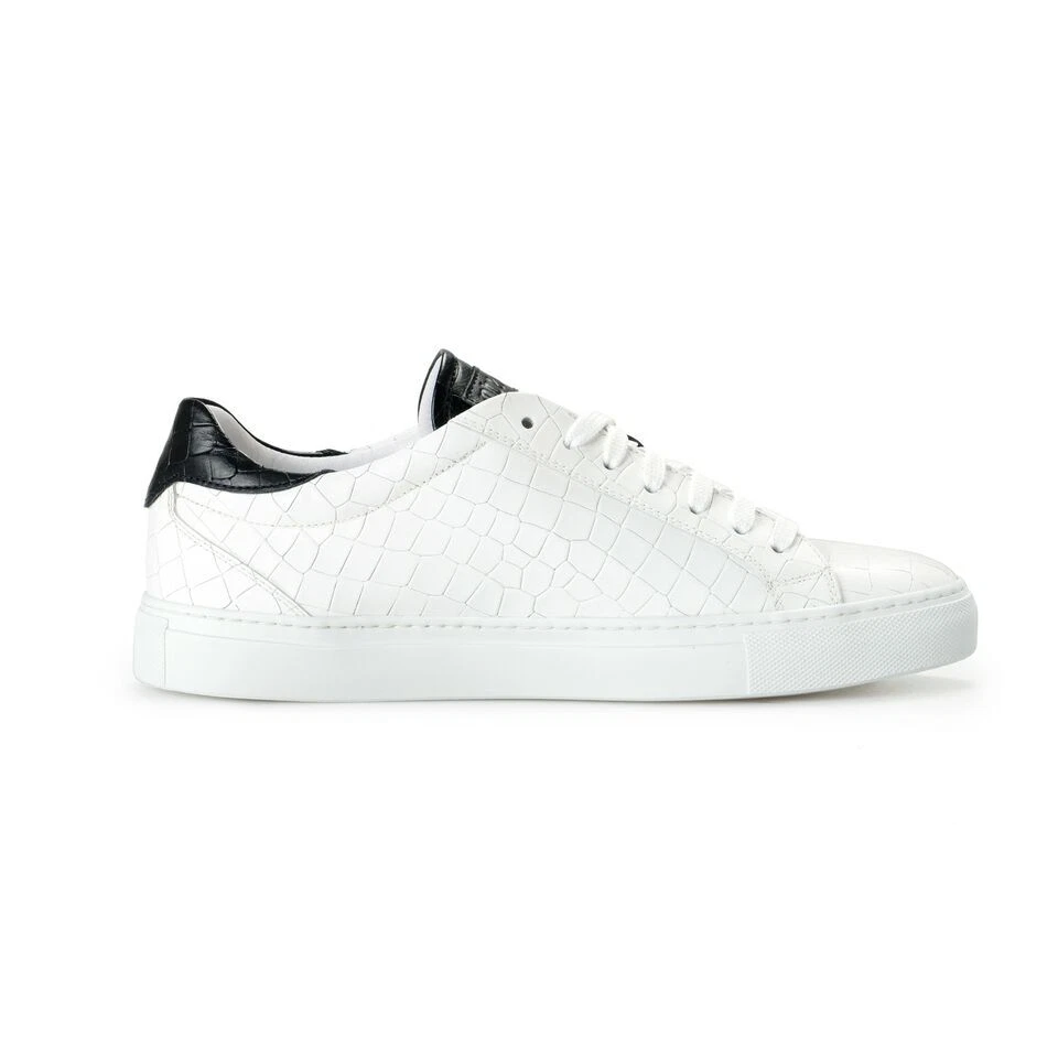 Roberto Cavalli Tenis Zapatos Para Hombre Blanco Cuero Texturizado Logo Estampado Moda Foto 2 de 4
