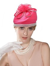 Rose Fascinator Hat For Women Satin Elegant Formal Tea Party Derby Cocktail Hats