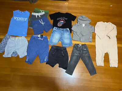 Lot of 13 H&M GAP Baby Todder  Boy Jeans Pants shorts romper 18-24 Mo